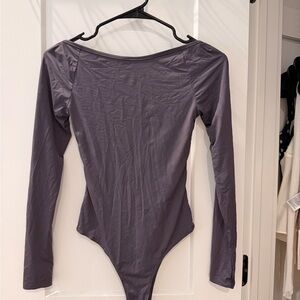 Princess Polly Long Sleeve Boatneck Bodysuit in Slate